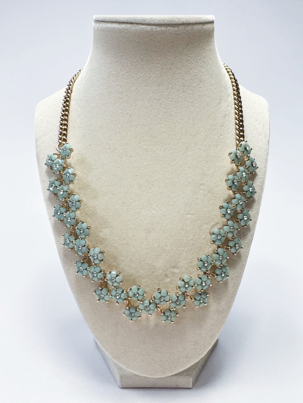 Charming Charlie aqua blue floral bib necklace